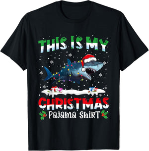 This Is My Christmas Pajama Shirt Cute Shark Animals T-Shirt - T-Shirt | Black