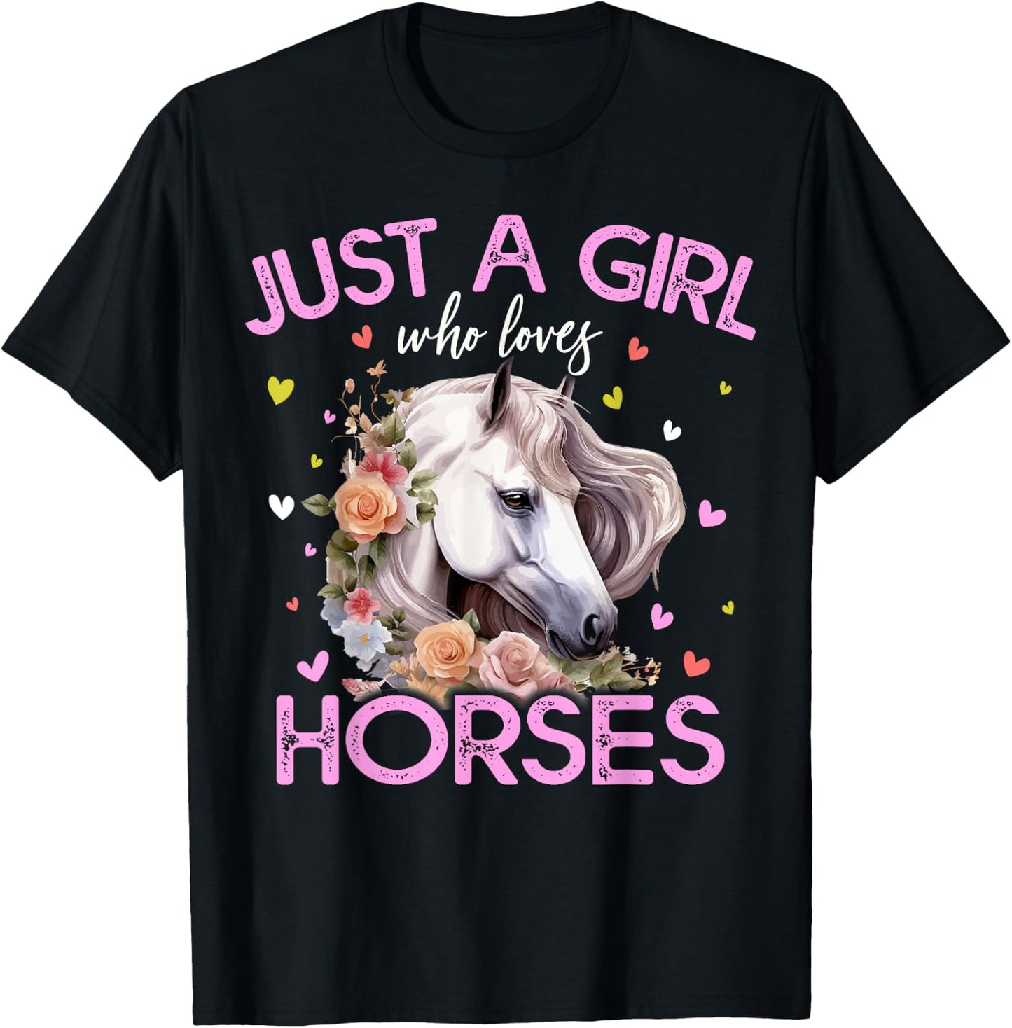 Just A Girl Who Loves Horses Girls T-Shirt - T-Shirt | Black