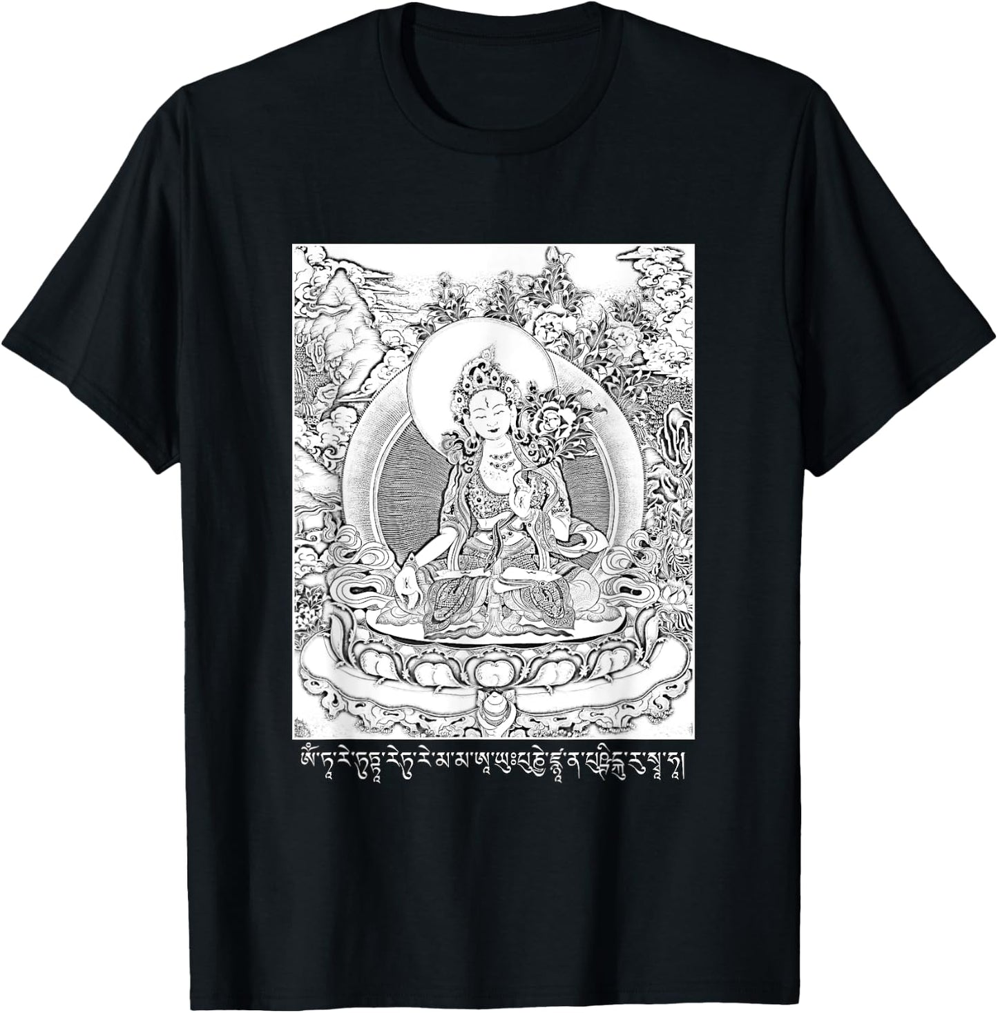 White Tara Tibetan Goddess Buddhism T-Shirt - T-Shirt | Black