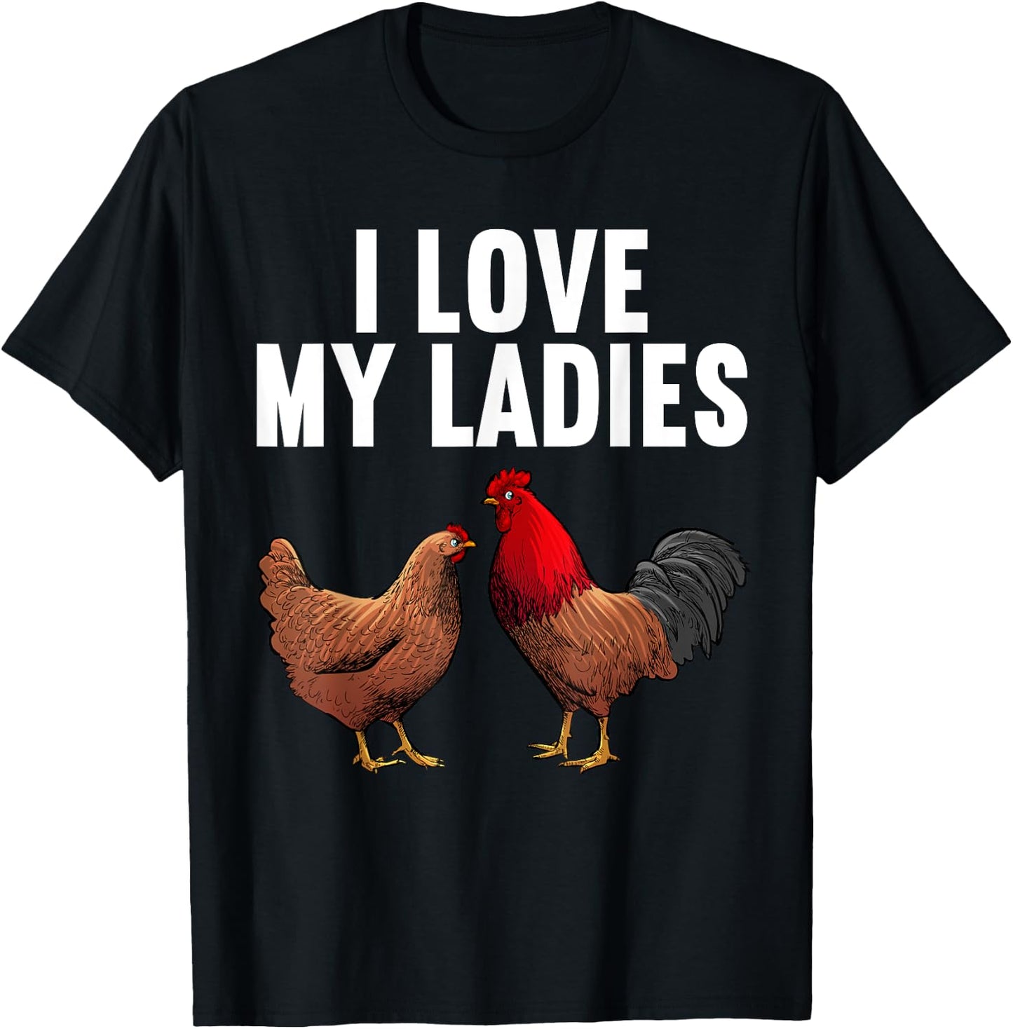 Cool Chicken Art Women Dad Rooster Chicken Farmer T-Shirt - T-Shirt | Black