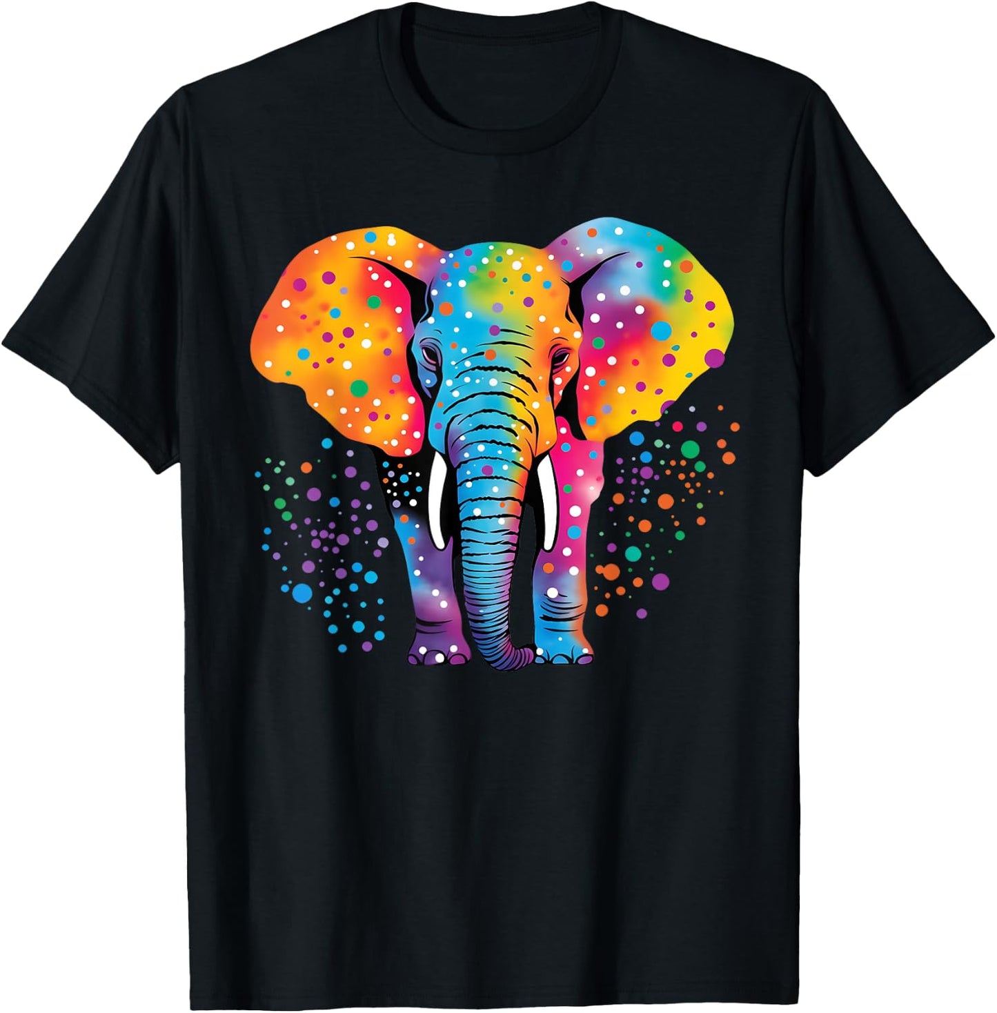 Colorful Elephant Polka Dot Rainbow Elephant T-Shirt - T-Shirt | Black