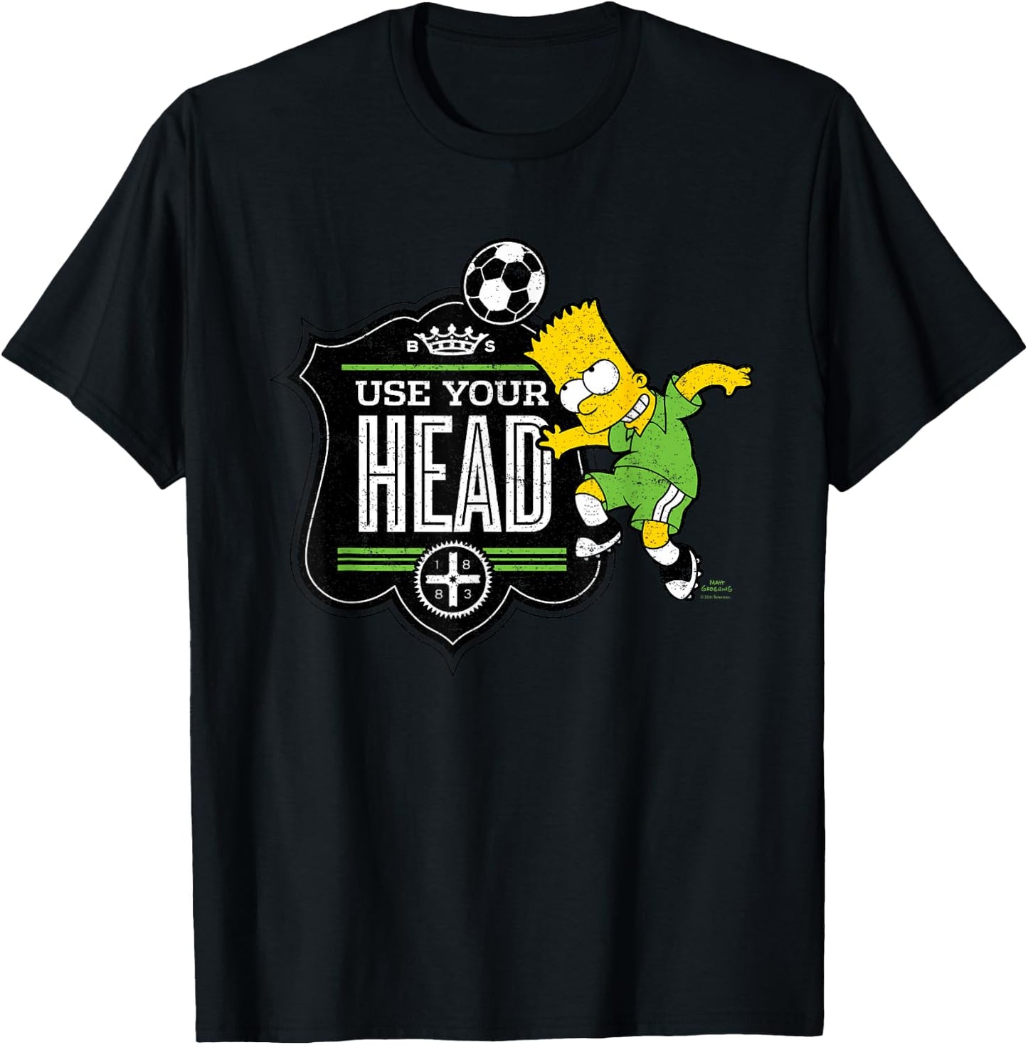 The Simpsons Soccer Bart Simpson Use Your Head T-Shirt - T-Shirt | Black