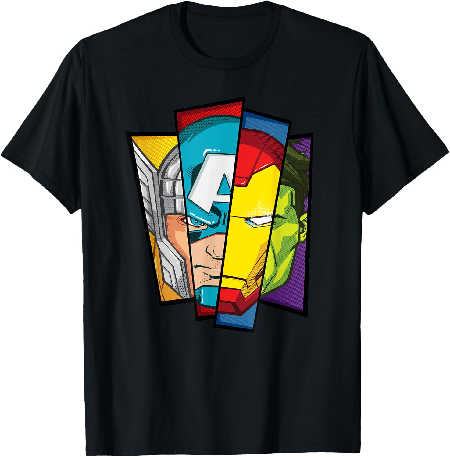 Marvel Avengers Assemble Faces of Super Heroism T-Shirt - T-Shirt | Black