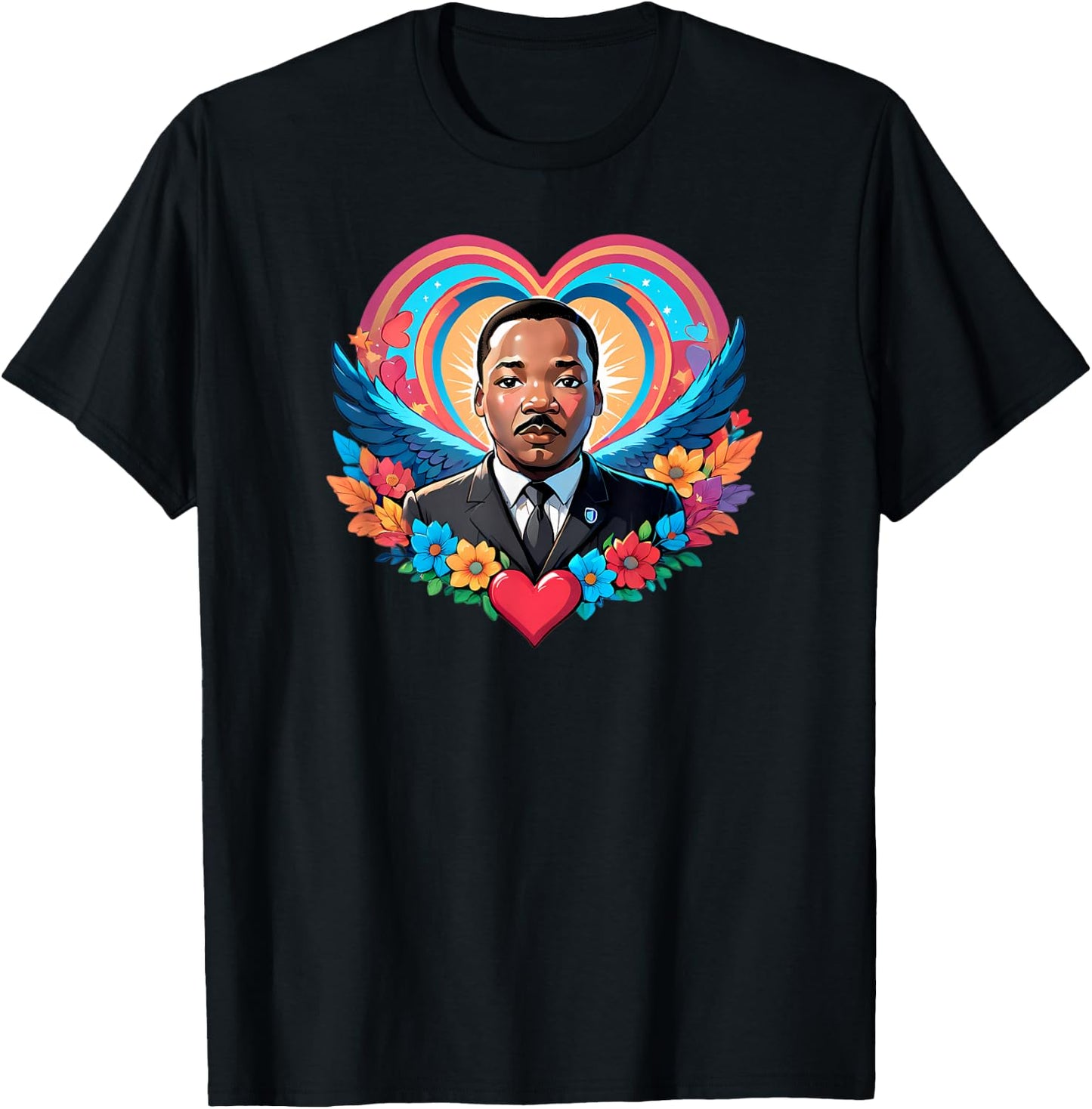 Martin Luther King Jr. Heart - Love, Unity, and Justice T-Shirt - T-Shirt | Black
