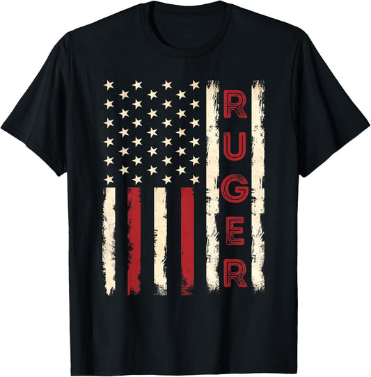 Retro USA American Flag Ruger Family Day Shirt Matching Cool T-Shirt - T-Shirt | Black