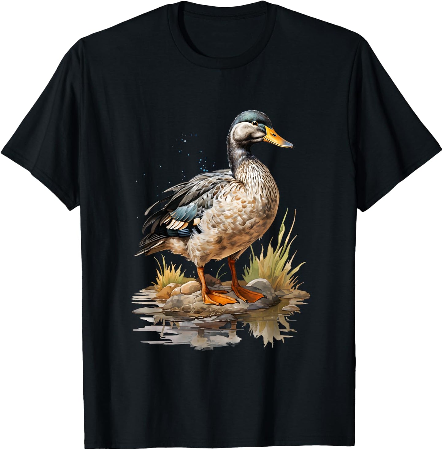 Mallard Duck Gift Realistic Nature Fleeting T-Shirt - T-Shirt | Black