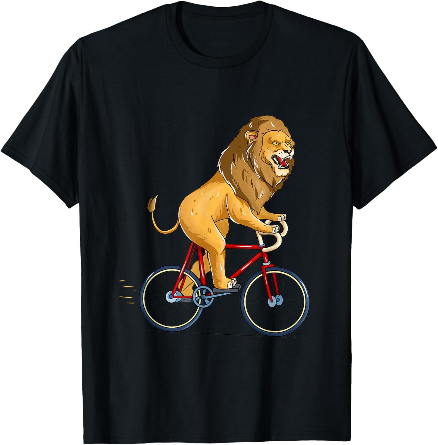Lion Riding Bicycle Cute Biker Cyclist Cycling T-Shirt - T-Shirt | Black