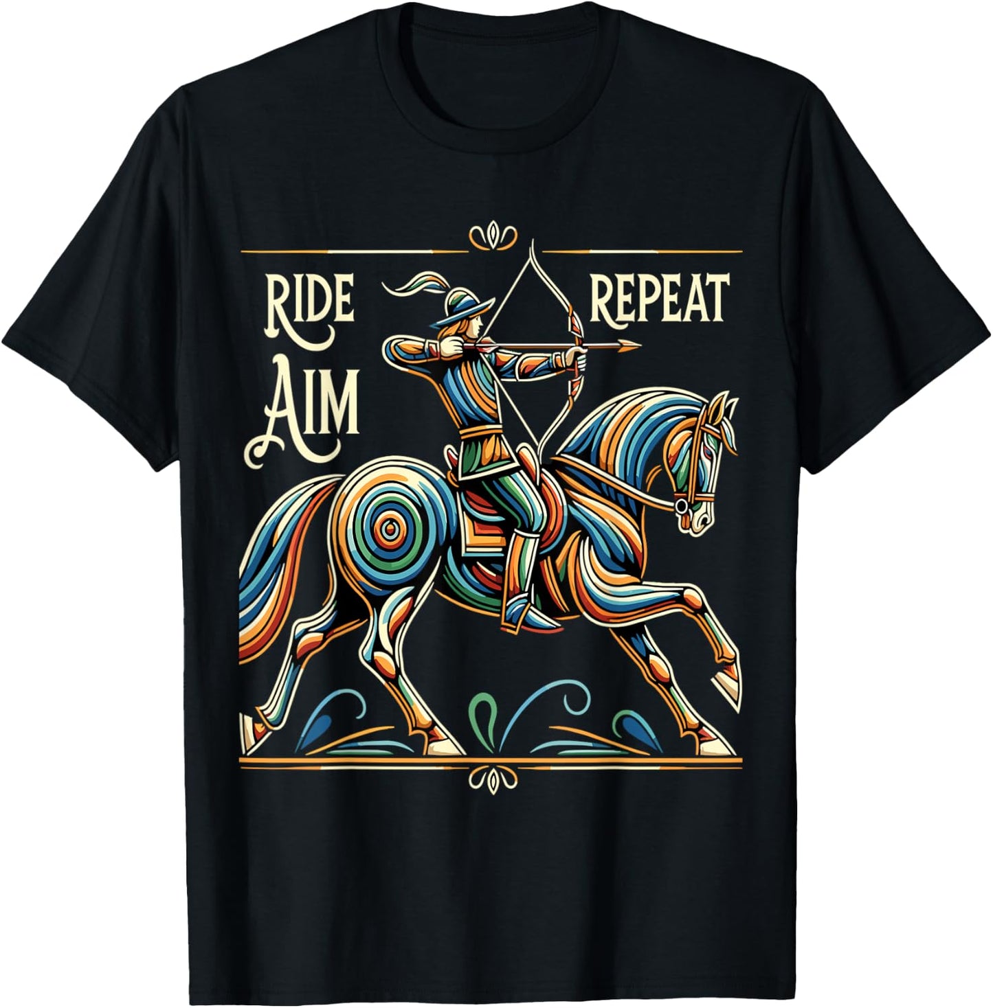 Horse Archer Tournament Mounted Archery T-Shirt - T-Shirt | Black