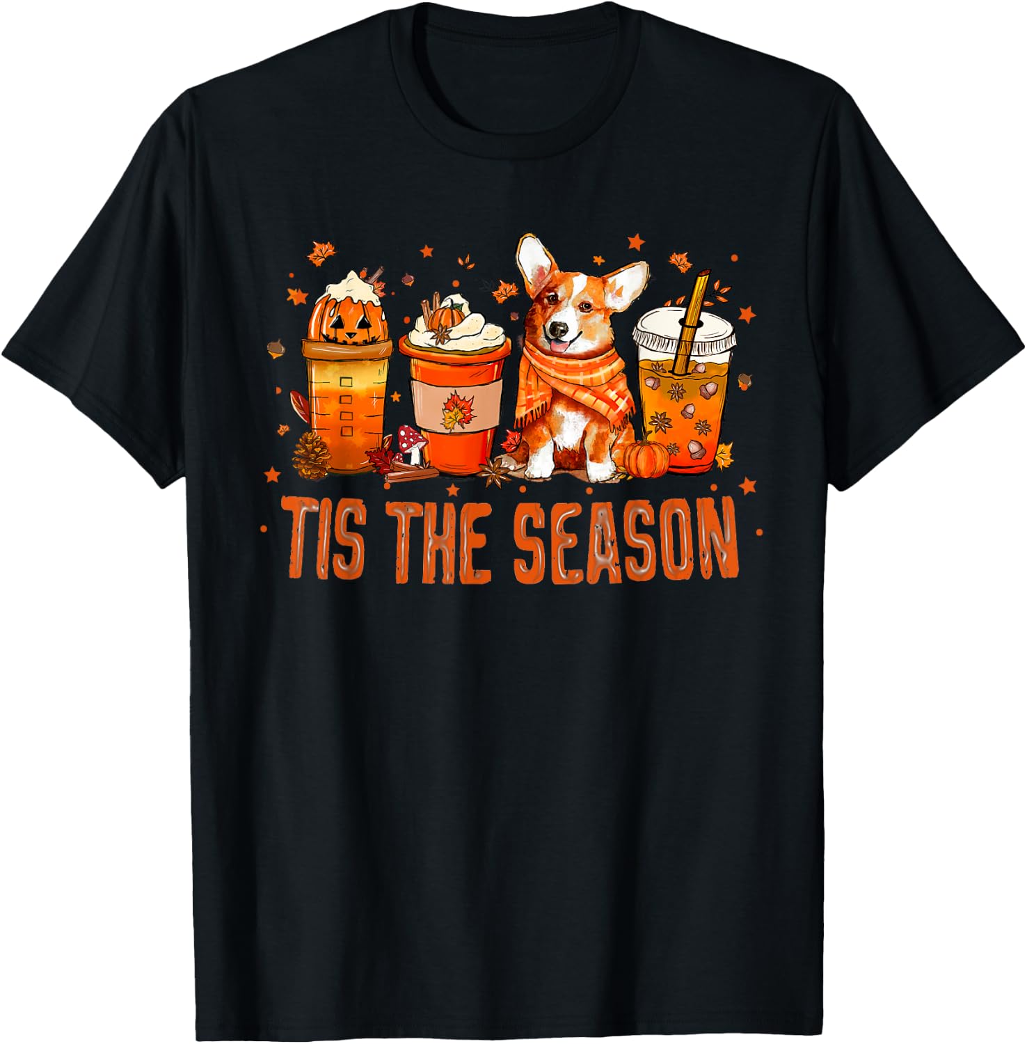 Tis The Season Pumpkin Spice Latte Halloween Fall Coffee T-Shirt - T-Shirt | Black