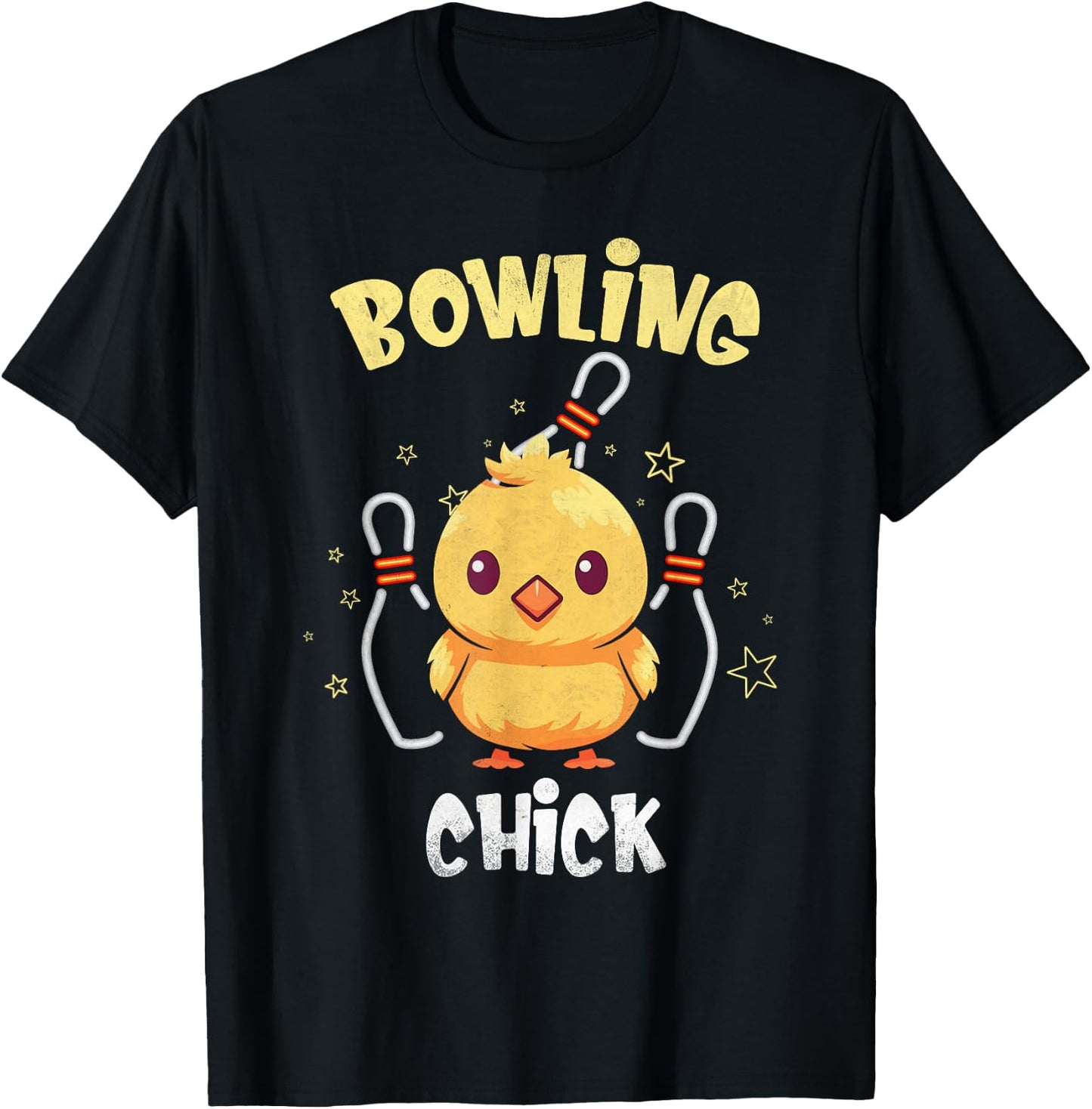 Bowling Chick Funny Chicken Athlete Bowler Men Women Kids T-Shirt - T-Shirt | Black