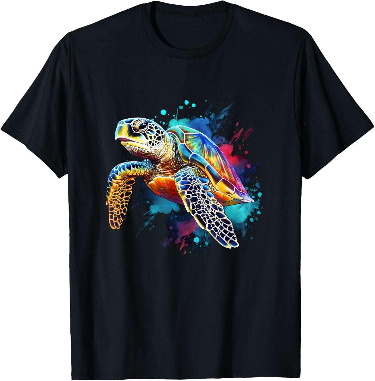 Sea Turtle Watercolor Graphic T-Shirt - T-Shirt | Black