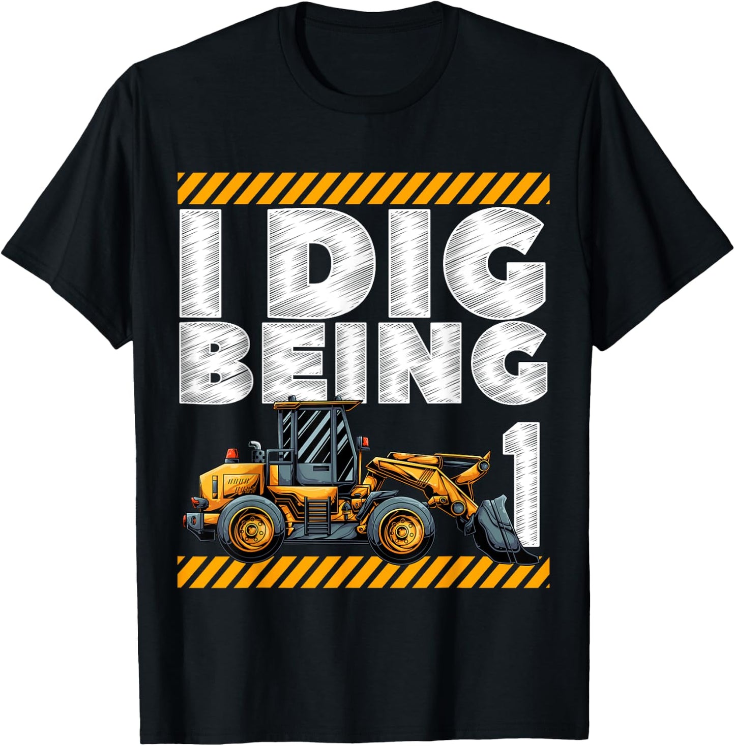 1st Birthday Construction Truck I Dig Being 1 Digger Bday T-Shirt - T-Shirt | Black