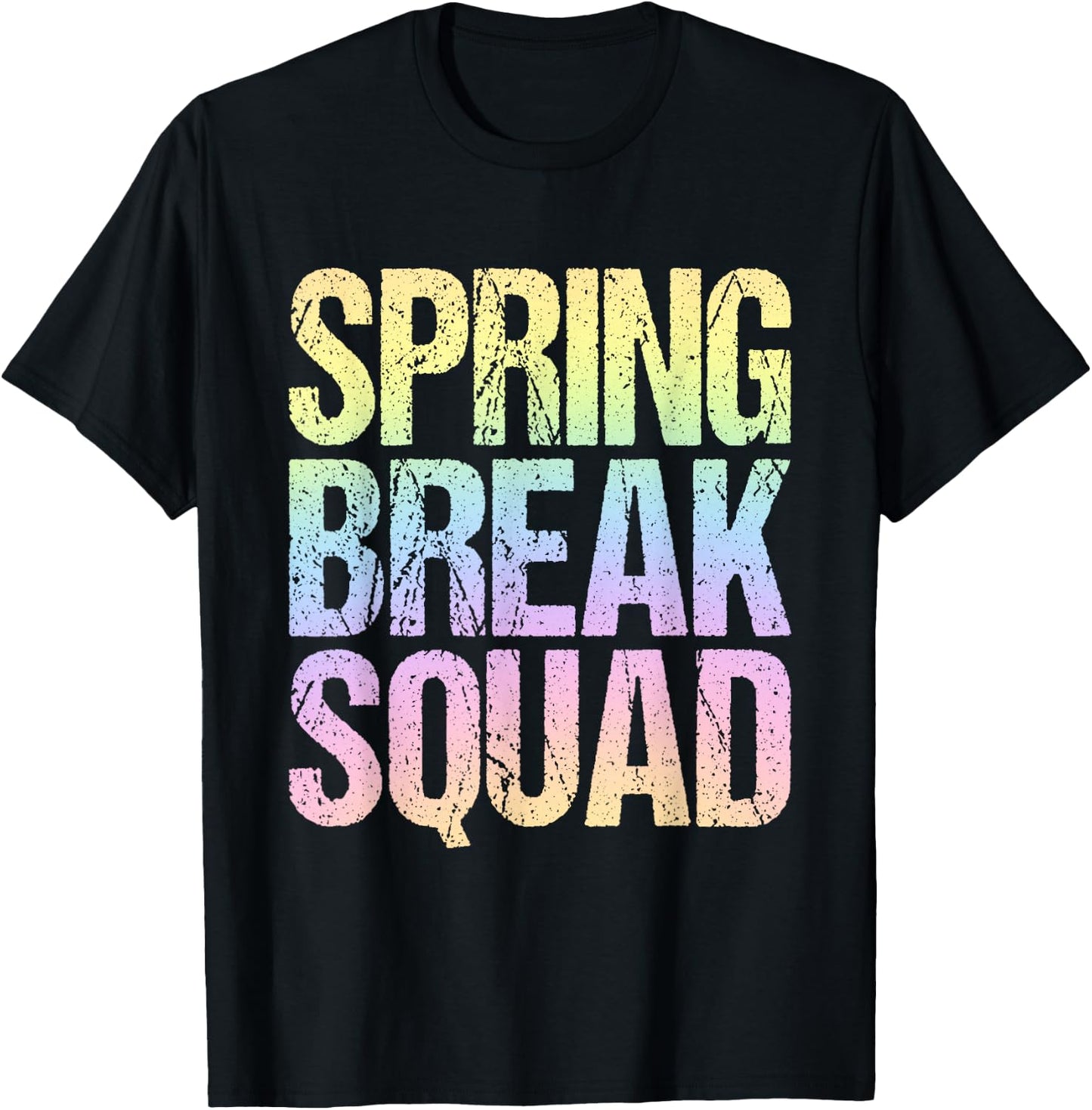 2026 Spring Break Squad Pastel Rainbow Vintage Graphic T-Shirt - T-Shirt | Black