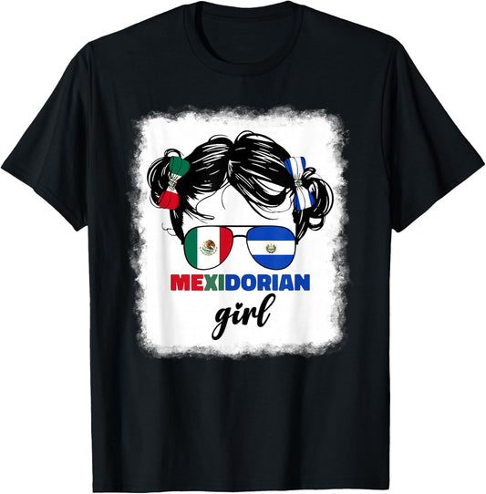 Half Mexican And Salvadorian Mexico El Salvador Girl Kids T-Shirt - T-Shirt | Black