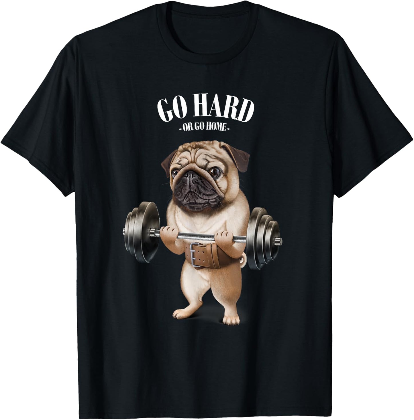 Pug Dog Weightlifting in Fitness Gym Men Women Kids T-Shirt - T-Shirt | Black