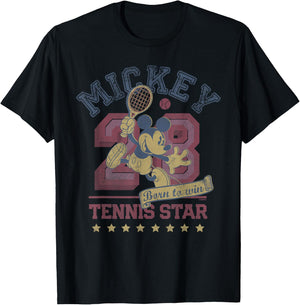 Disney Mickey Mouse Sports Tennis Star 28 Distressed T-Shirt - T-Shirt | Black