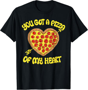 Pizza Heart Lover Funny Valentines Matching Couple Men Boys T-Shirt - T-Shirt | Black