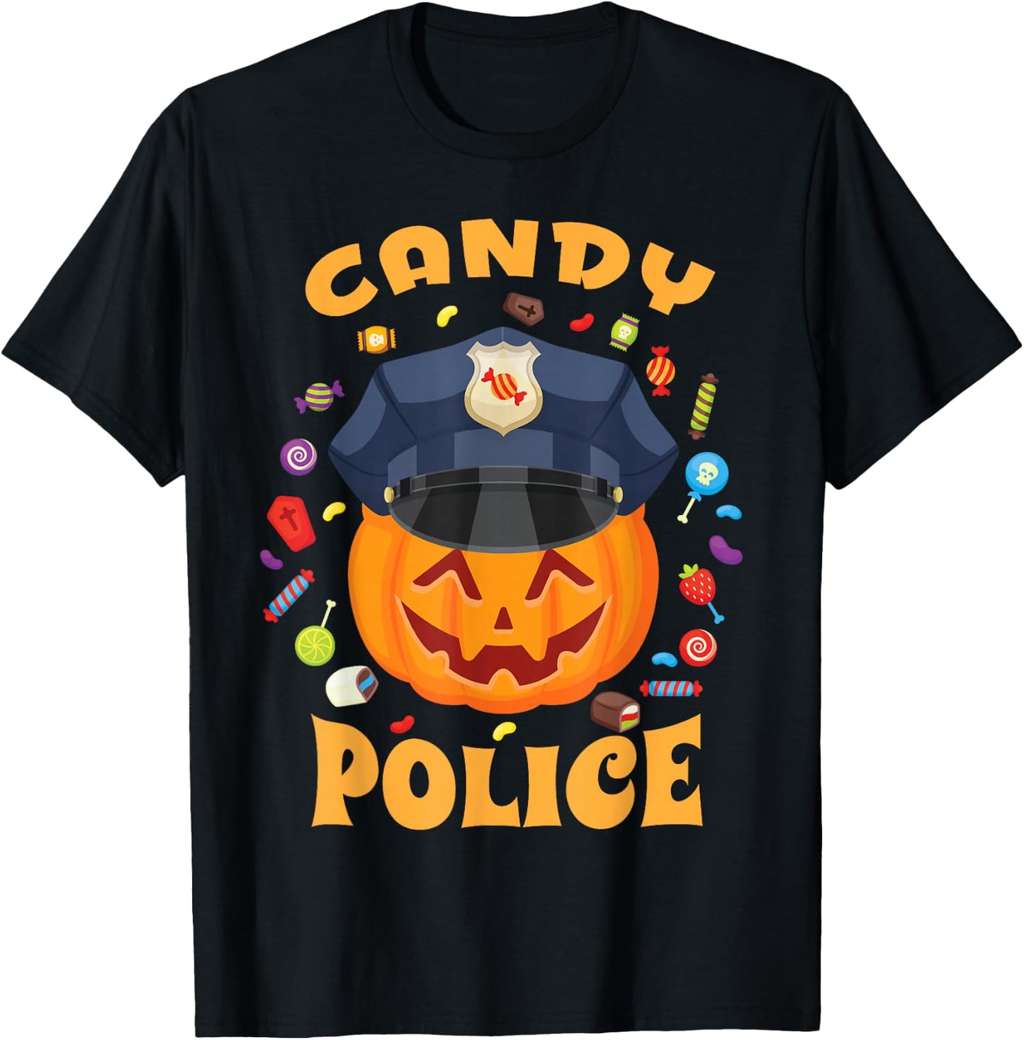 Candy Police Halloween Party Costume Security Funny T-Shirt - T-Shirt | Black