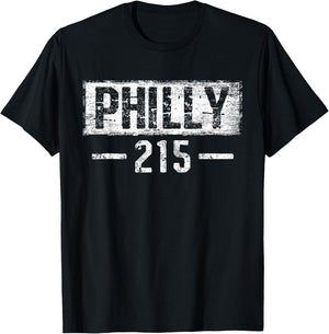 Vintage Retro Philly City 215 Area Code Philadelphia T-Shirt - T-Shirt | Black