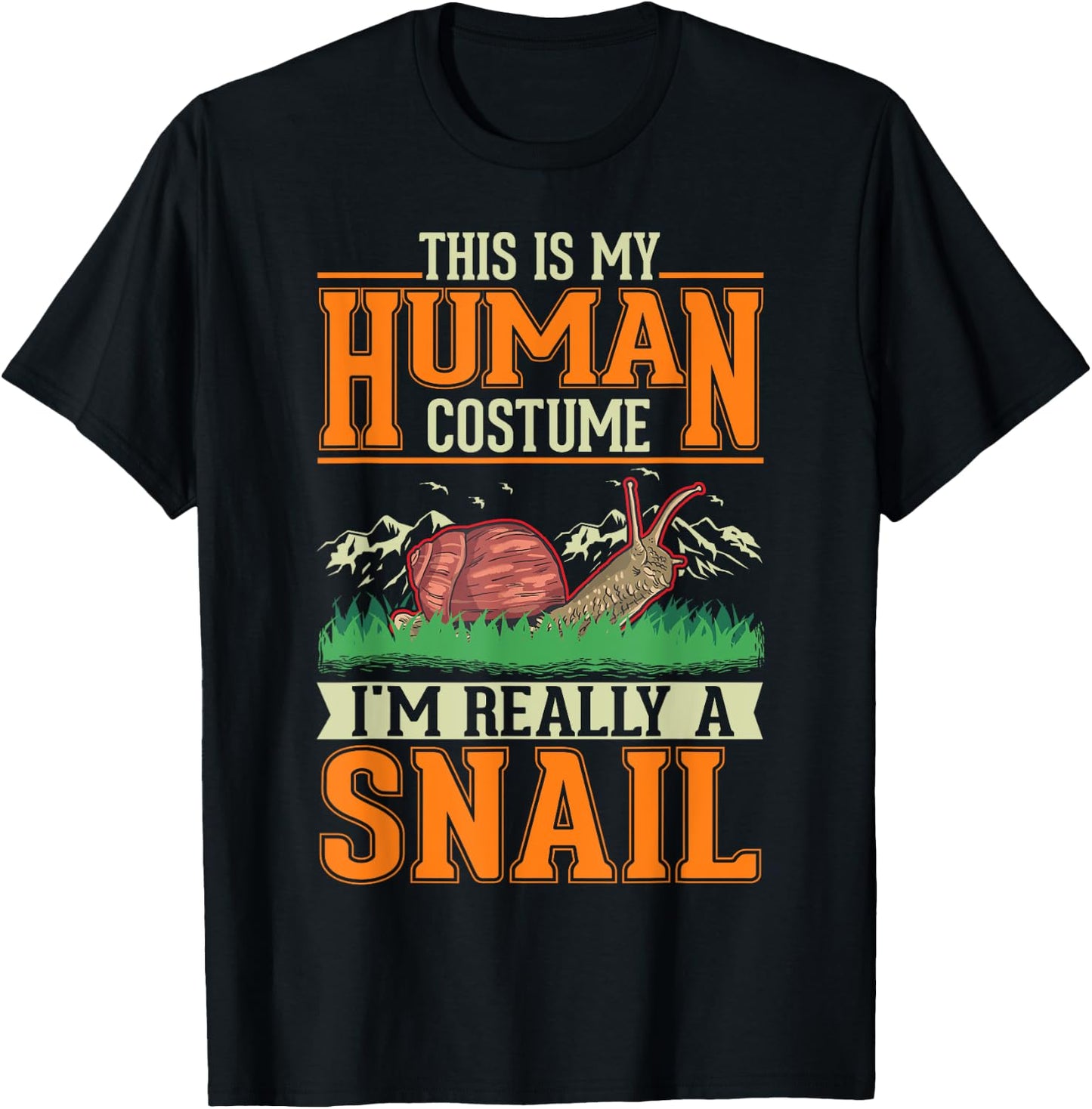 Snail Human Costume Halloween Snail T-Shirt - T-Shirt | Black