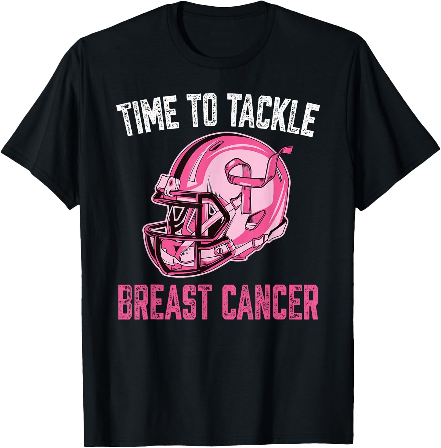 Tackle Breast Cancer Football Pink Breast Cancer Awareness T-Shirt - T-Shirt | Black