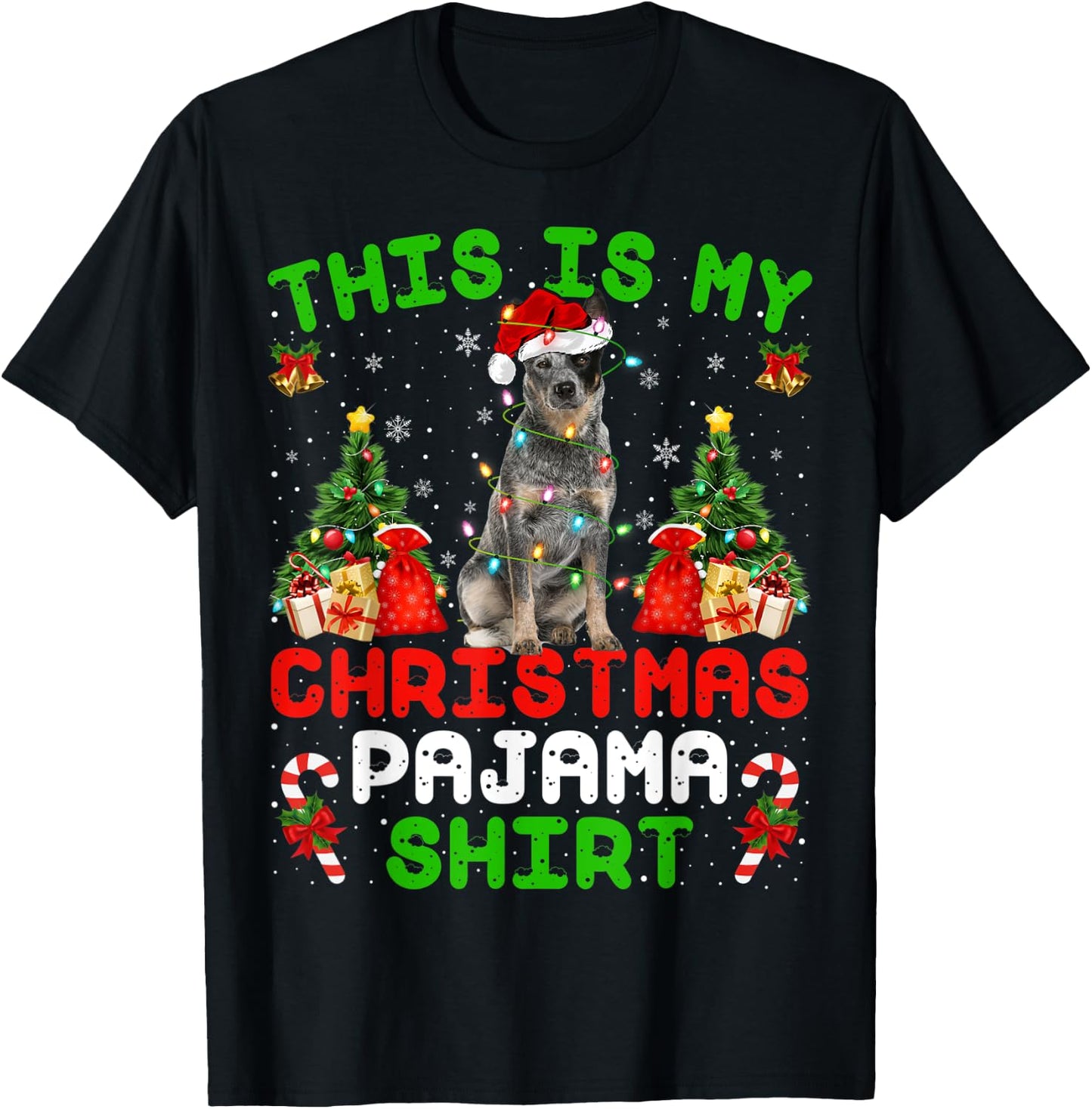 This Is My Christmas Pajama Shirt Blue Heeler Dog Christmas T-Shirt - T-Shirt | Black