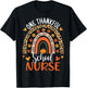 One Thankful School Nurse Thanksgiving Rainbow Leopard Nurse T-Shirt - T-Shirt | Black