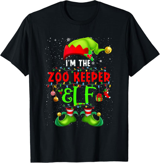 I'm The Zoo Keeper Elf Christmas Ornaments Costume Elf Lover T-Shirt - T-Shirt | Black