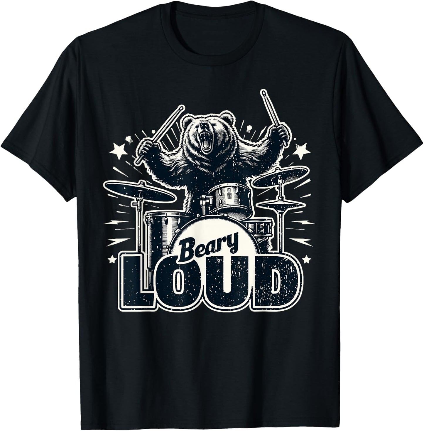 Drumming Bear Drummer T-Shirt - T-Shirt | Black