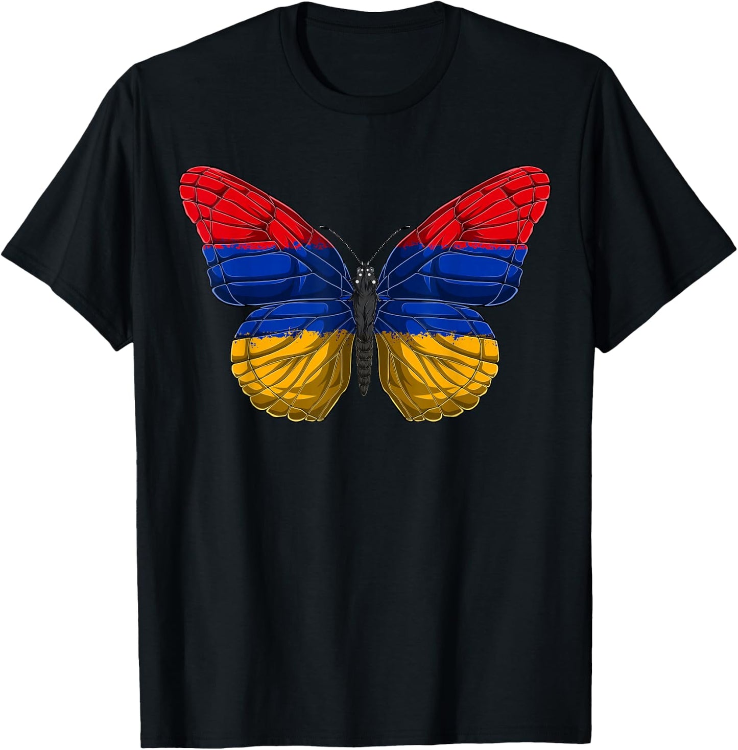 Armenia Butterfly Shirt Patriotic Armenian Flag T-Shirt - T-Shirt | Black