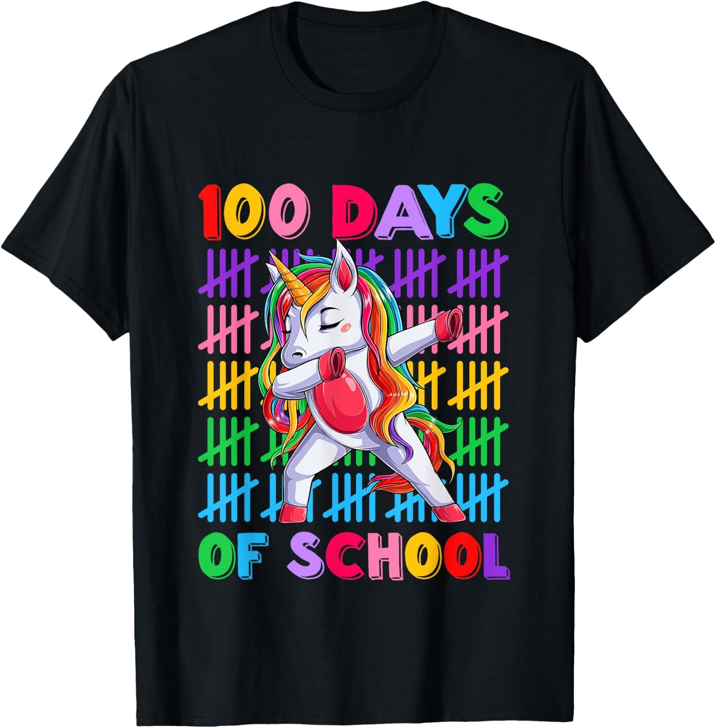 100th Day Teacher Kids Costume Unicorn 100 Days Of School T-Shirt - T-Shirt | Black