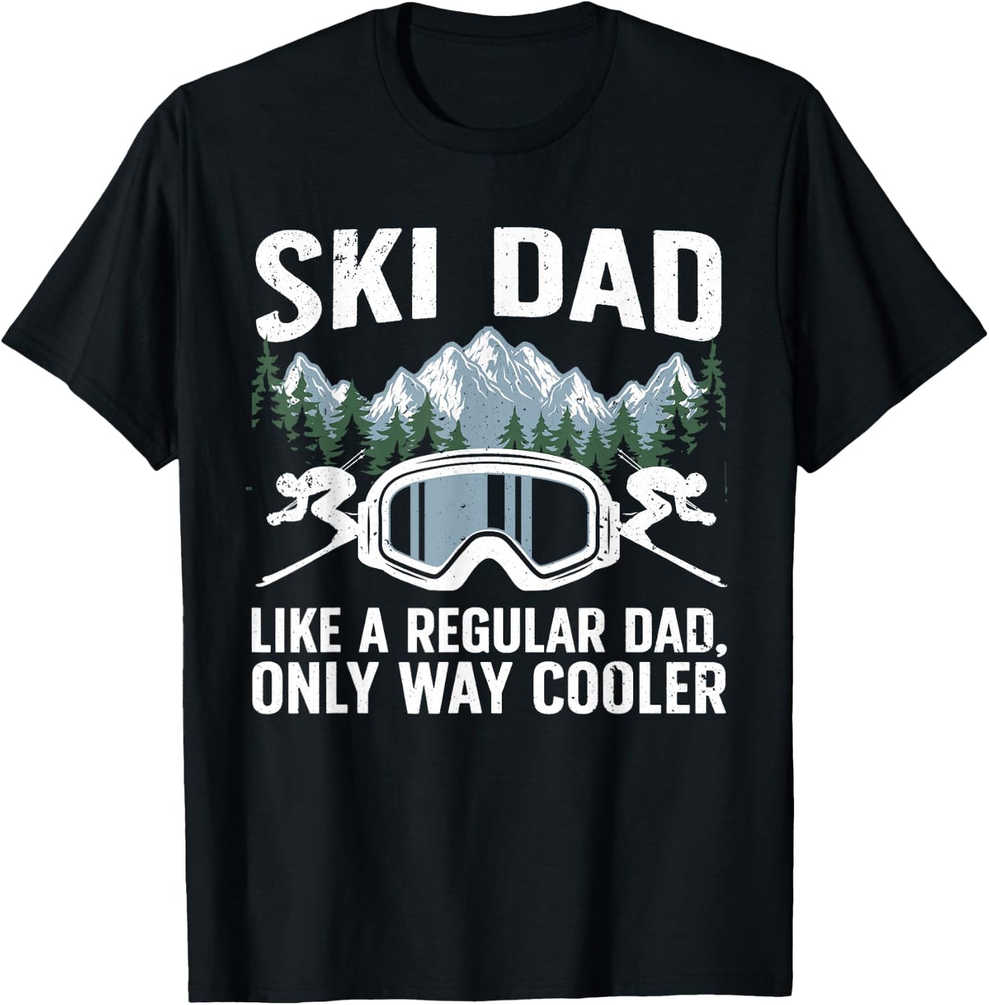 Funny Skiing Design For Dad Men Skier Winter Sport Lovers T-Shirt - T-Shirt | Black