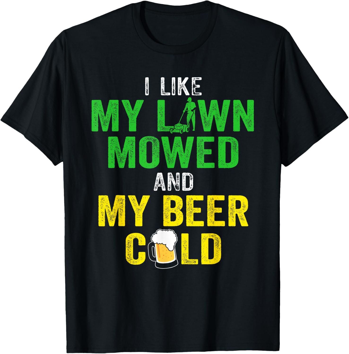 Lawn Mower Mowing Landscaping Landscaper Beer Drinking Lover T-Shirt - T-Shirt | Black