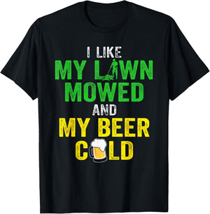 Lawn Mower Mowing Landscaping Landscaper Beer Drinking Lover T-Shirt - T-Shirt | Black