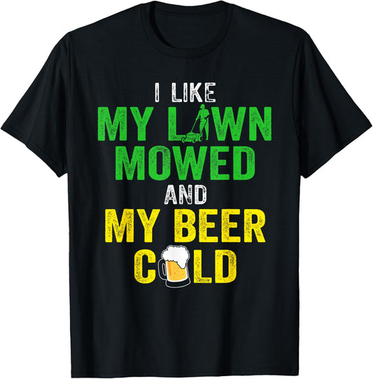 Lawn Mower Mowing Landscaping Landscaper Beer Drinking Lover T-Shirt - T-Shirt | Black