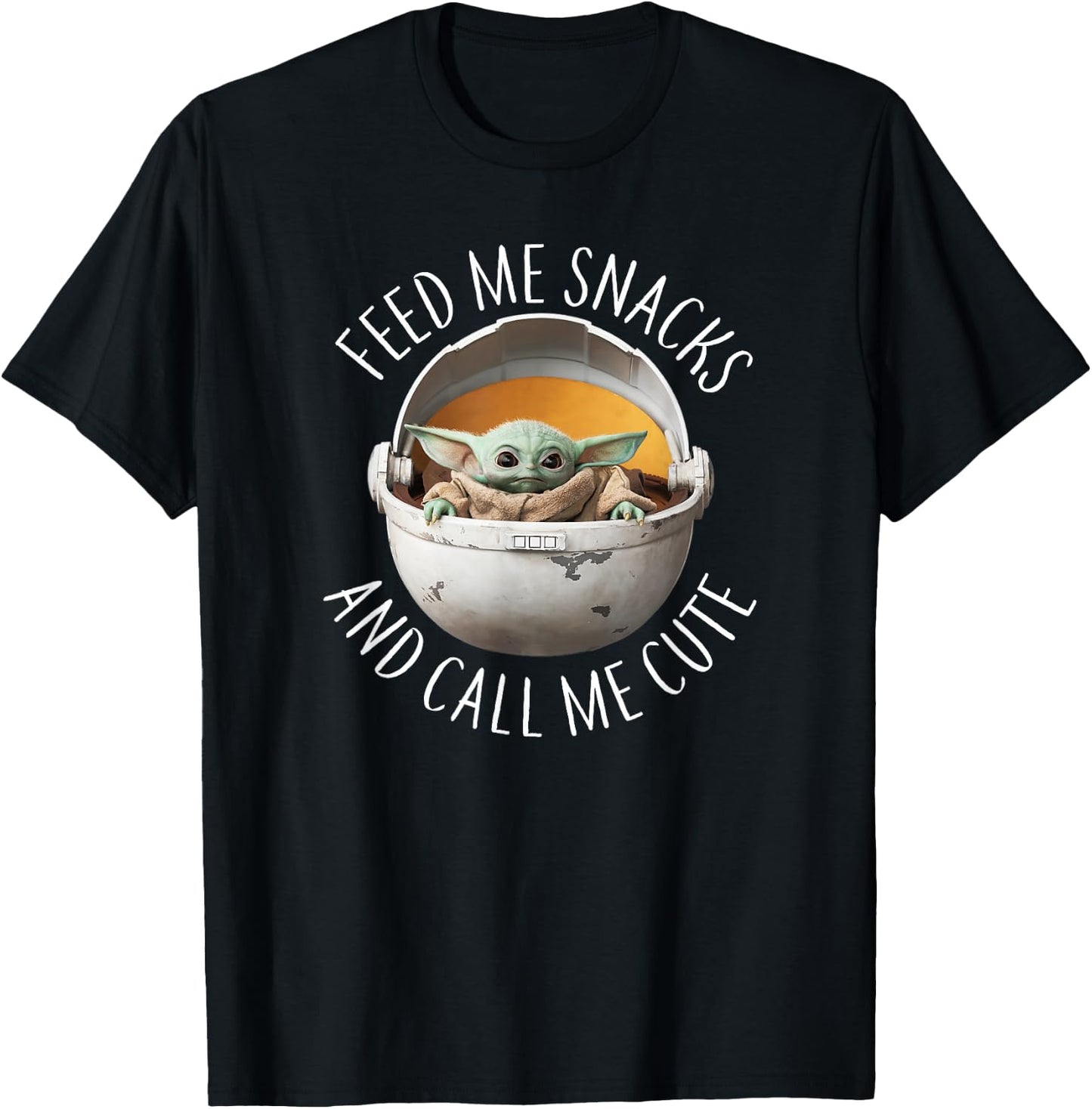 Star Wars: The Mandalorian Grogu Feed Snacks & Call Me Cute T-Shirt - T-Shirt | Black