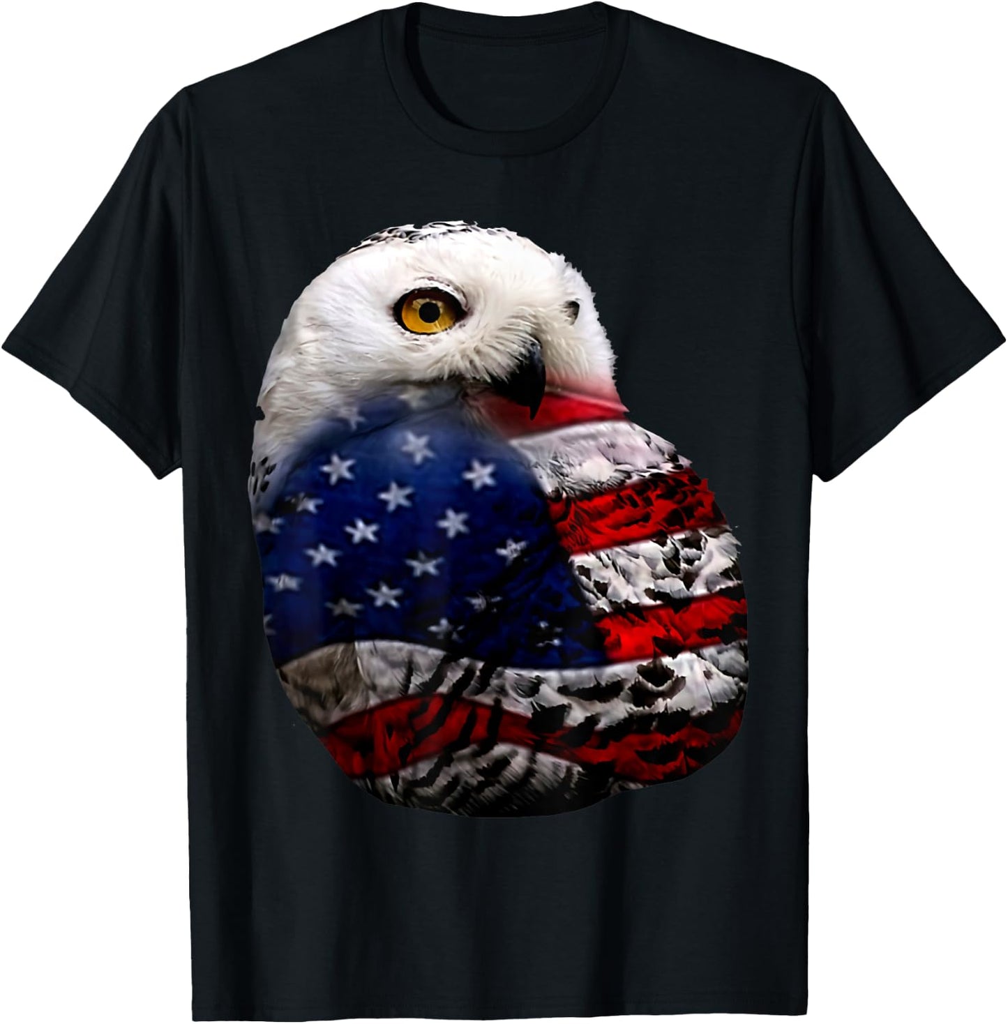 Owl flag outfit owl lovers bird lovers 4th of July T-Shirt - T-Shirt | Black