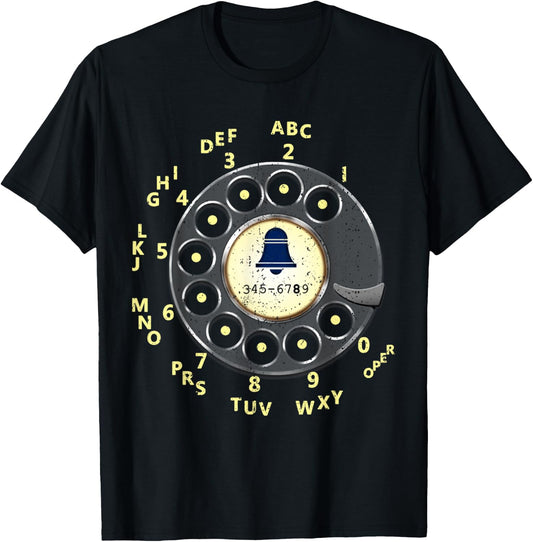 Vintage Retro Rotary Dial Telephone T-Shirt - T-Shirt | Black
