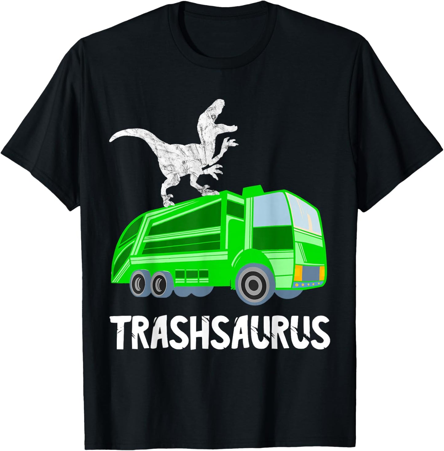Rubbish Dinosaur City Cleaning Rubbish Vehicle Garbage Truck Driver T-Shirt - T-Shirt | Black