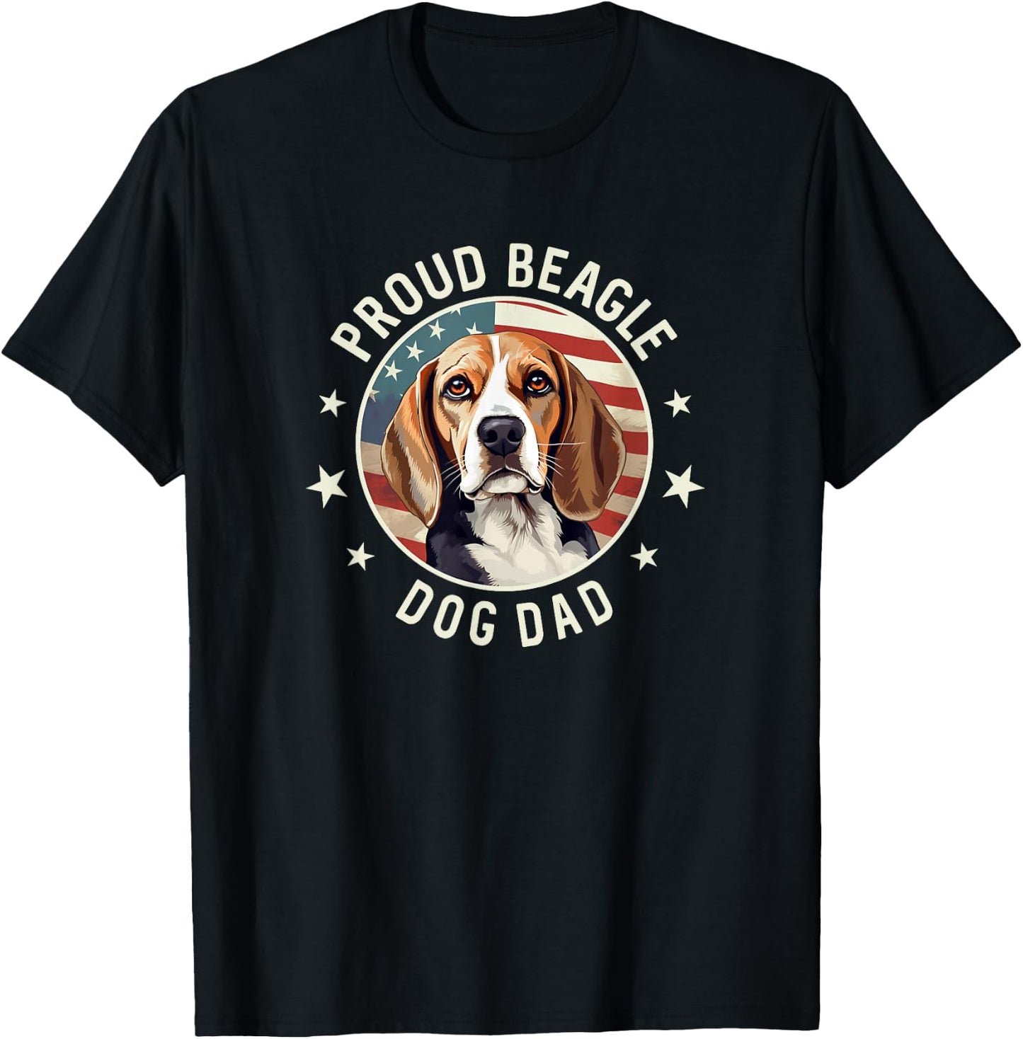 Beagle Gifts American Flag Proud Beagle Dog Dad T-Shirt - T-Shirt | Black