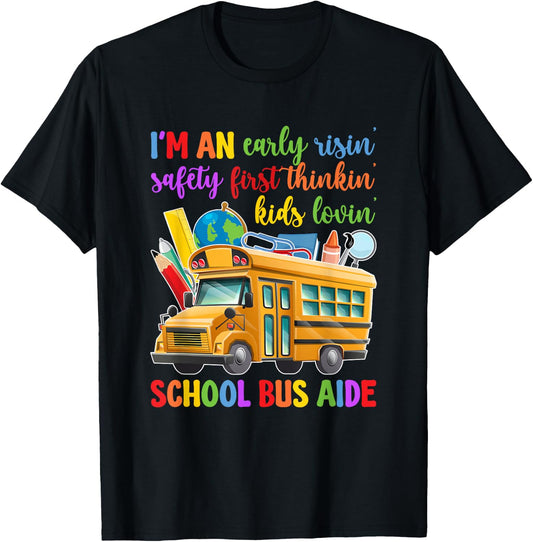 I'm A School Bus Aide Best Bus Aide T-Shirt - T-Shirt | Black