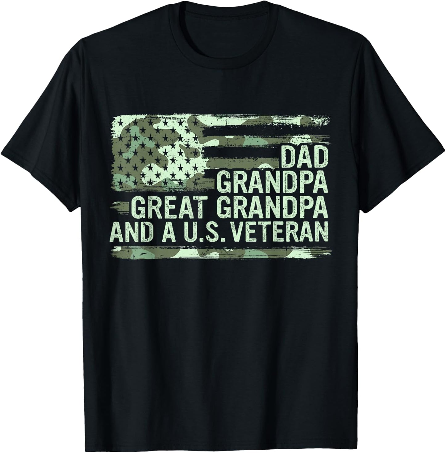 Dad Grandpa Great Grandpa Veteran Fathers Day Great Grandpa T-Shirt - T-Shirt | Black