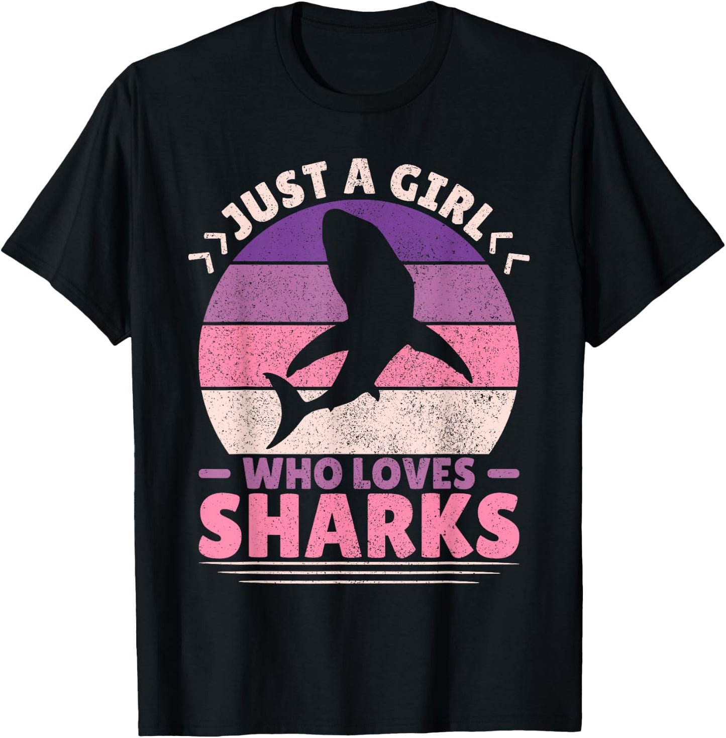 Just A Girl Who Loves Sharks Lover Shark Stuff Funny Shark T-Shirt - T-Shirt | Black