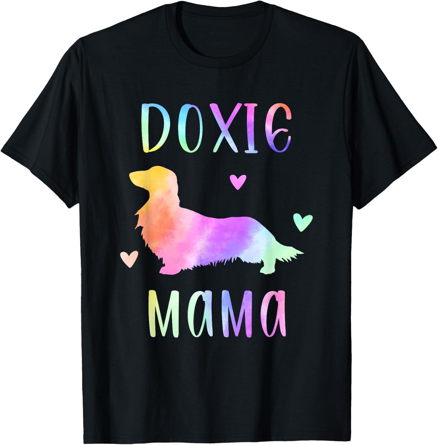 Doxie Mama Dachshund Mom Rainbow Watercolor T-Shirt - T-Shirt | Black