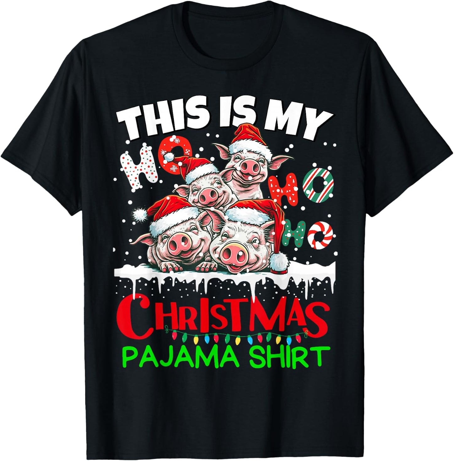 This is my Christmas Pajama shirt Pigs Santa for Kids T-Shirt - T-Shirt | Black