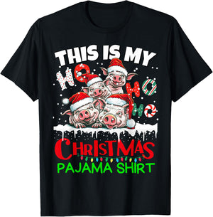 This is my Christmas Pajama shirt Pigs Santa for Kids T-Shirt - T-Shirt | Black