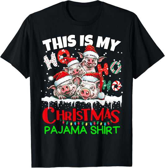 This is my Christmas Pajama shirt Pigs Santa for Kids T-Shirt - T-Shirt | Black