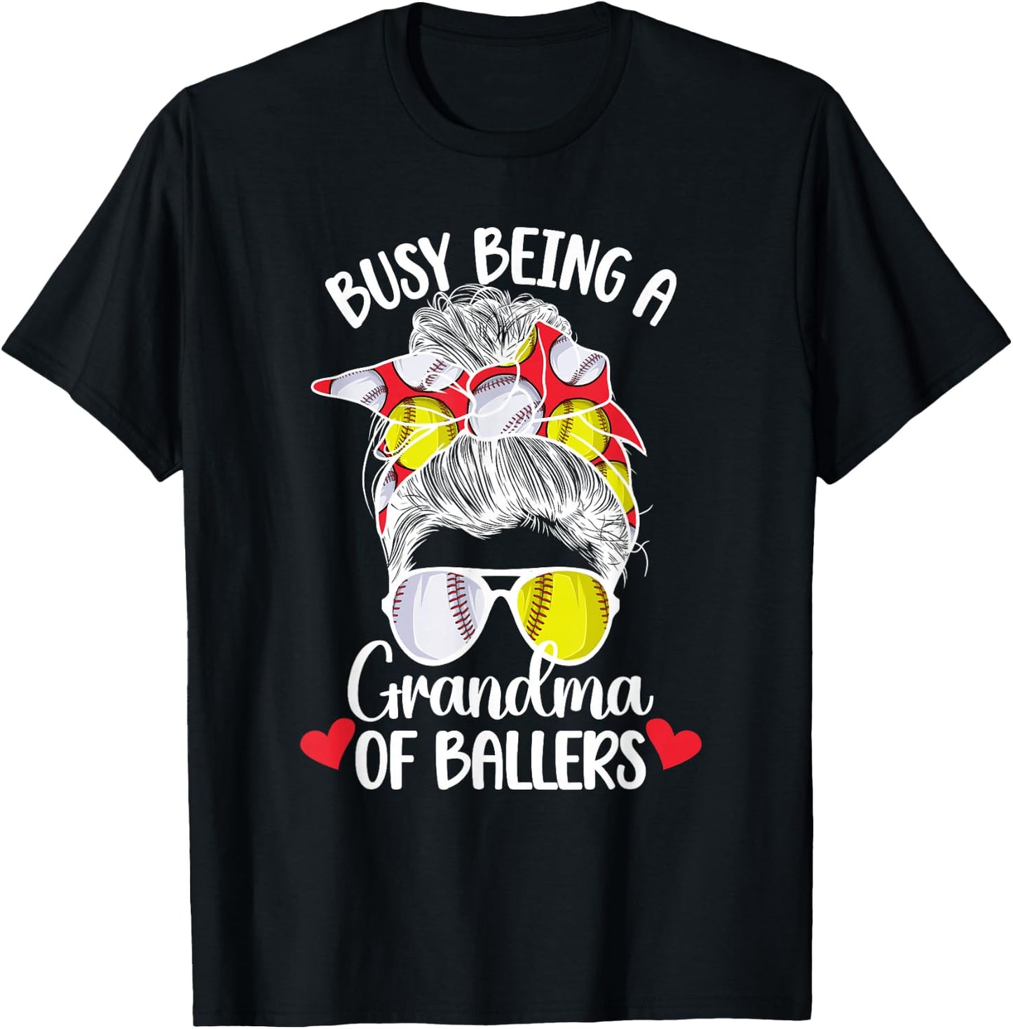 Grandma Of Ballers Softball Baseball Grandma T-Shirt - T-Shirt | Black