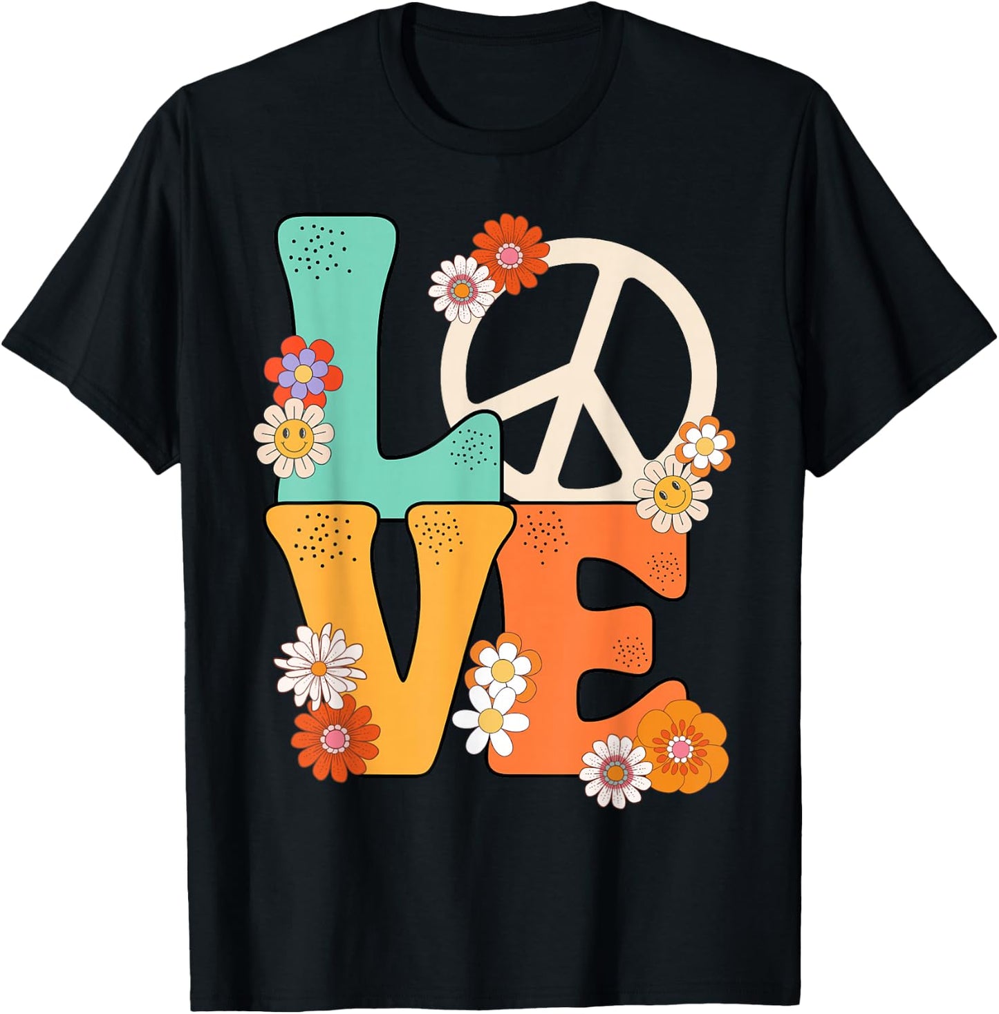 Peace Sign Love 60 s 70 s Shirts 70s Outfits T-Shirt - T-Shirt | Black