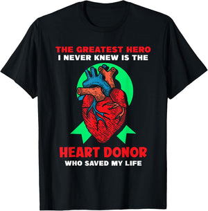 The Greatest Hero I Never Knew - Heart Transplant T-Shirt - T-Shirt | Black